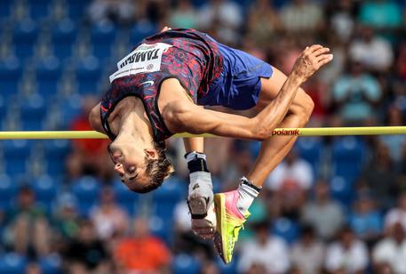 epa06054466 Gianmarco Tamberi of Italy in action during the men's high jump competition at the IAAF World challenge Golden Spike athletics meeting in Ostrava, Czech Republic, 28 June 2017. EPA/MARTIN DIVISEK