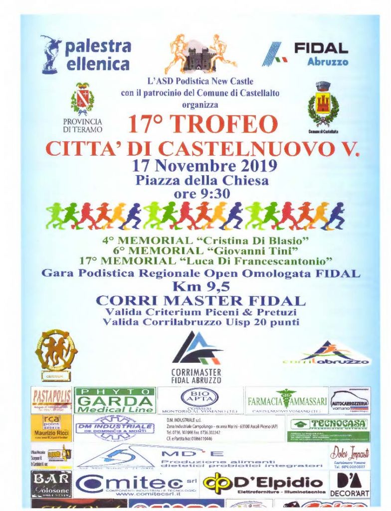 Trofeo Città di Castelnuovo Vomano: appuntamento con la 17°edizione domenica 17 novembre