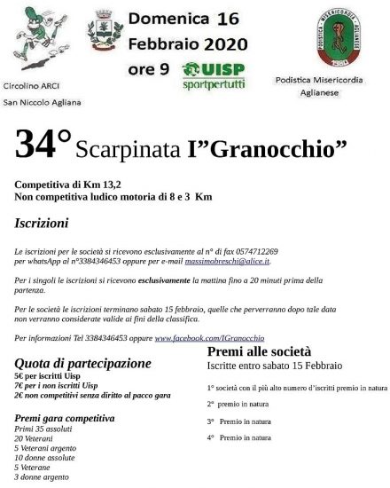 SCARPINATA DI GRANOCCHIO-AGLIANA (PT)-16-02-2020