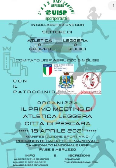 Meeting di Atletica Leggera Città di Pescara 18042021 locandina