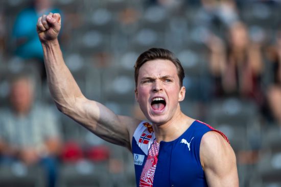 BERLIN, GERMANY - SEPTEMBER 13: Karsten Warholm of Norway reacts prior competing at 400m Hurdles Men during the ISTAF 2020 athletics meeting at Olympiastadion on September 13, 2020 in Berlin, Germany. (Photo by Maja Hitij/Getty Images)