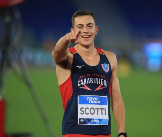 Edoardo Scotti (ITA) celebrates after winning the 400 meters competition men at the IAAF Pietro Mennea Golden Gala Diamond League Meeting at Stadio Olimpico on September 17th, 2020 in Rome, Italy. ANSA/GIUSEPPE FAMA