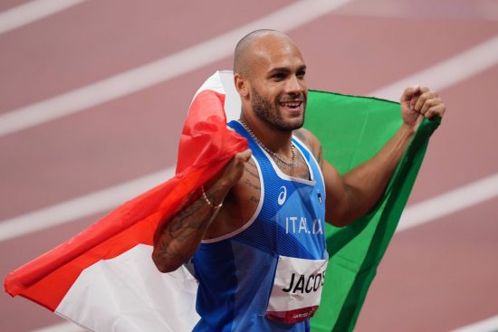 OLY21 ATHLETICS, Lamont Marcell Jacobs of Italy, Gold medal winner in the Mens 100m final at the Olympic Stadium during the Tokyo 2020 Olympic Games, Olympische Spiele, Olympia, OS in Tokyo, Japan, Sunday, August 1, 2021. ACHTUNG: NUR REDAKTIONELLE NUTZUNG, KEINE ARCHIVIERUNG UND KEINE BUCHNUTZUNG TOKYO JAPAN PUBLICATIONxINxGERxSUIxAUTxONLY Copyright: xJOExGIDDENSx 20210801001562897161