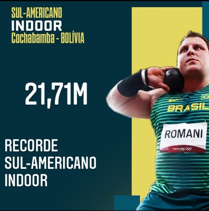 Darlan Romani spara il peso a m. 21,71- record sudamericano indoor