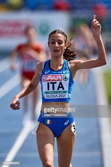 CHORZOW, POLAND - MAY 30: Nadia Battocletti from Italy competes in the women's 5000m Final during the European Athletics Team Championships at Silesian Stadium on May 30, 2021 in Chorzow, Poland. (Photo by Adam Nurkiewicz/Getty Images for European Athletics)