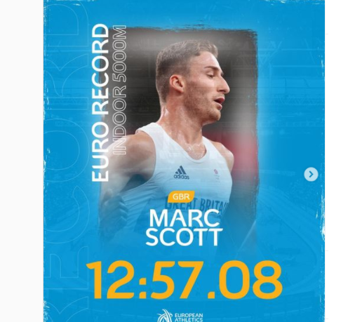 Marc Scott abbatte il muro dei 13 minuti indoor e polverizza  il record europeo dei 5000 metri,  ma non vince la gara!
