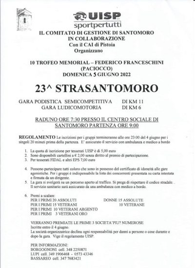 STRASANTOMORO-SANTOMORO-PISTOIA 5 GIUGNO 2022