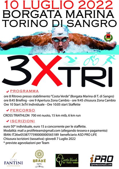 3-For-Tri: il 10 luglio a Torino di Sangro lo spettacolo del triathlon