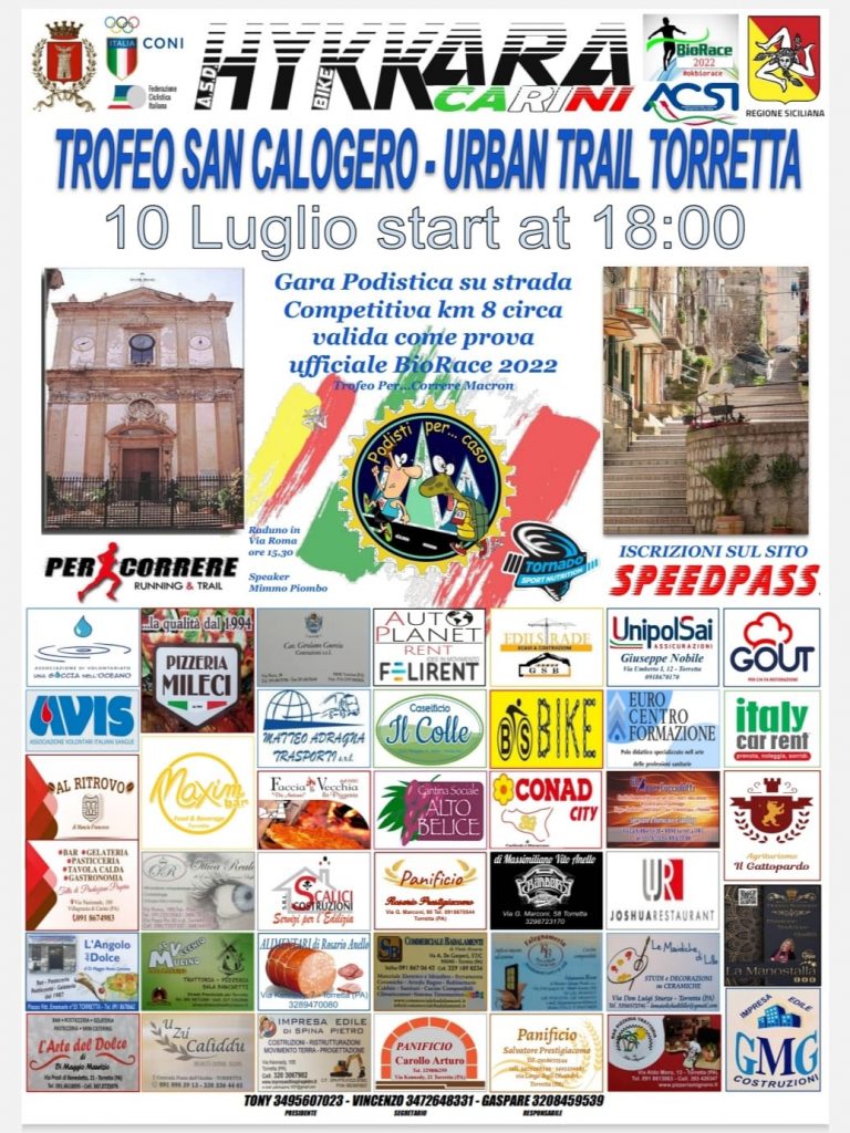 Tutto pronto per il 1° Trofeo San Calogero URBAN TRAIL TORRETTA BioRace