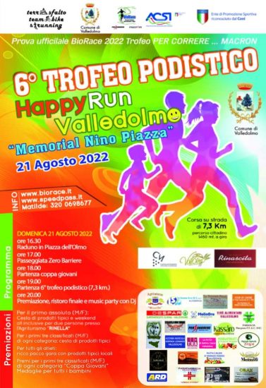 Con il BioRace divertimento assicurato si corre il 6Â° Trofeo Happy Run Valledolmo
