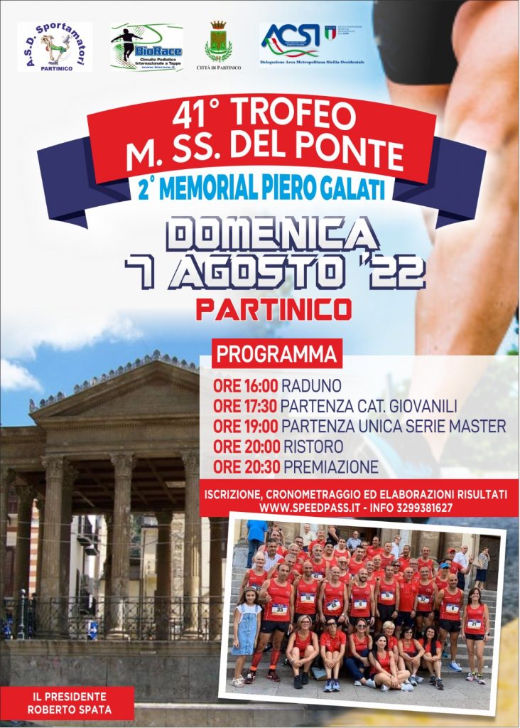 Domenica 07 agosto ’22 il BioRace a Partinico per la 41° edizione del Trofeo Podistico M.SS. del Ponte