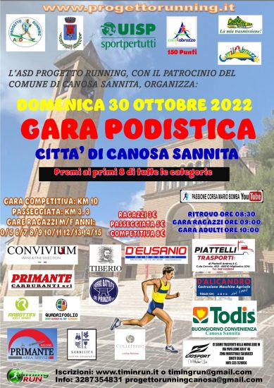 Trofeo Podistico Città di Canosa Sannita 30102022 locandina