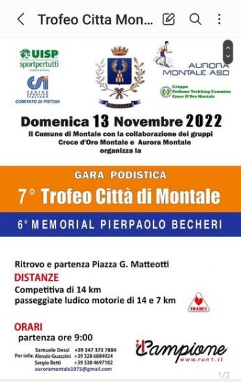 7° TROFEO CITTA' DI MONTALE-13 NOVEMBRE 2022